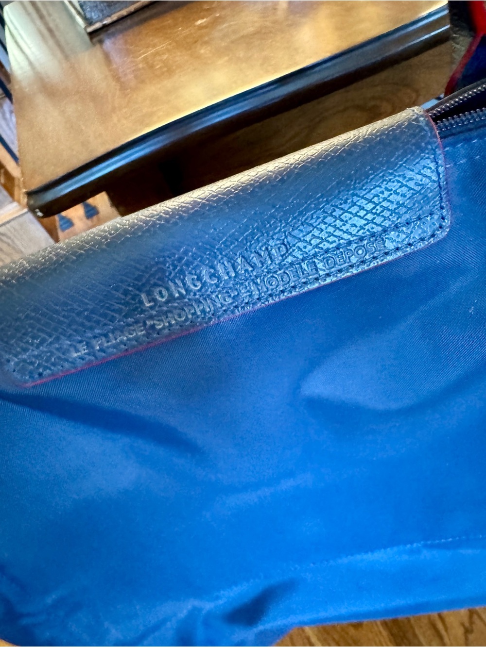 Longchamp Navy Blue Tote Bag with red Accent - Women Bags - Picture 4 of 9